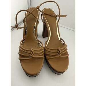 NWOB $298 PAIGE Haley Platform Sandal Cognac Brown Size 8